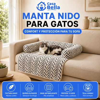 Manta Nido para Gatos Casa Bella™ – Cama Protectora de Sofá Suave, Antideslizante y Lavable